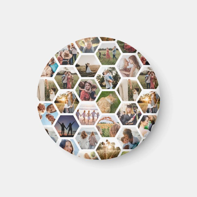 Geometric Hexagon Mönster Photo Collage Magnet (Framsidan)