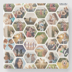 Geometric Hexagon Mönster Photo Collage Stenunderlägg