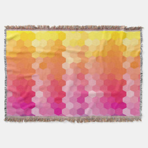 Geometric Hexagon Shapes Rosa gult Filt