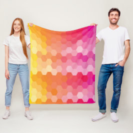 Geometric Hexagon Shapes Rosa gult Fleecefilt