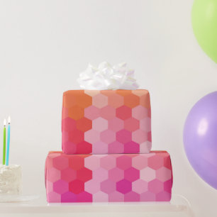 Geometric Hexagon Shapes Rosa & Gult Gradient Presentpapper