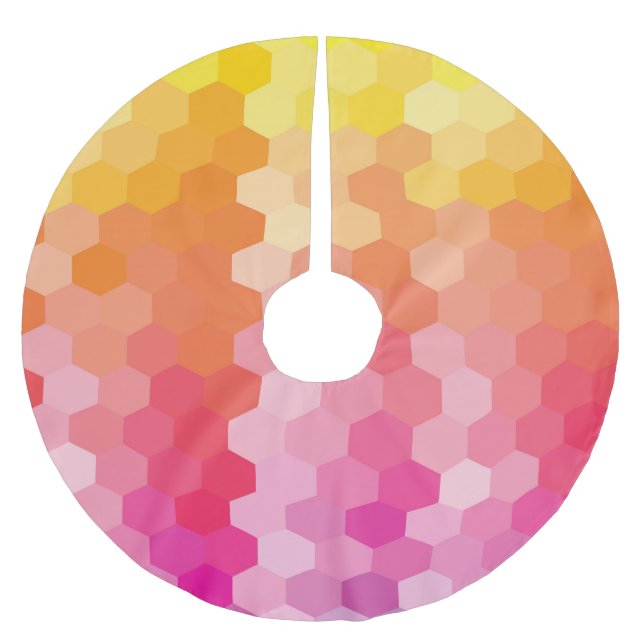 Geometric Hexagon Shapes Rosa gult Julgransmatta Borstad Polyester (Framsidan)