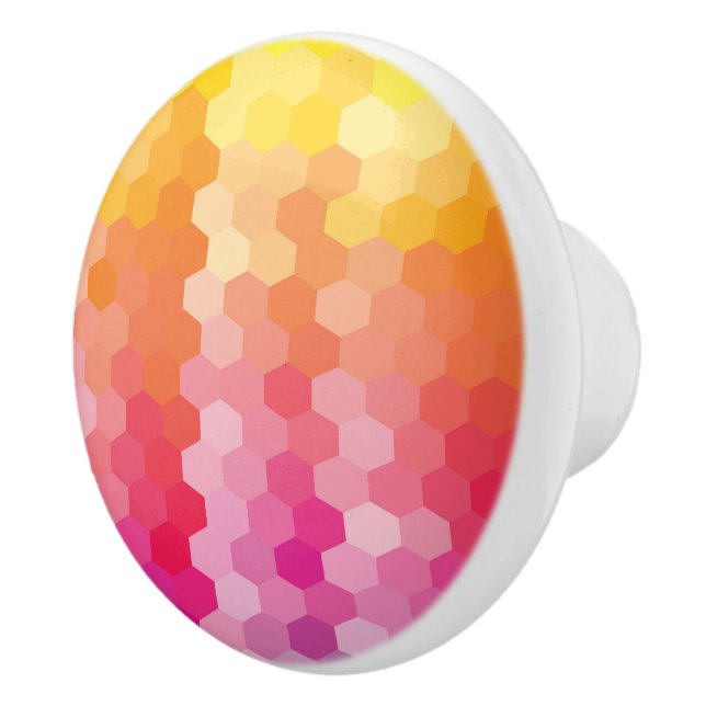 Geometric Hexagon Shapes Rosa gult Knopp (Höger)