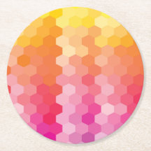 Geometric Hexagon Shapes Rosa gult