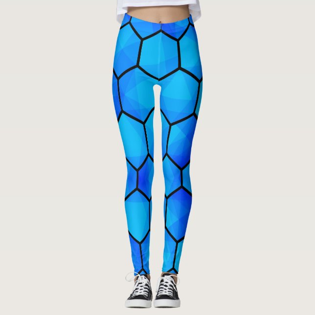 Geometric Hexagonal, sjölöst Mönster Leggings (Framsida)