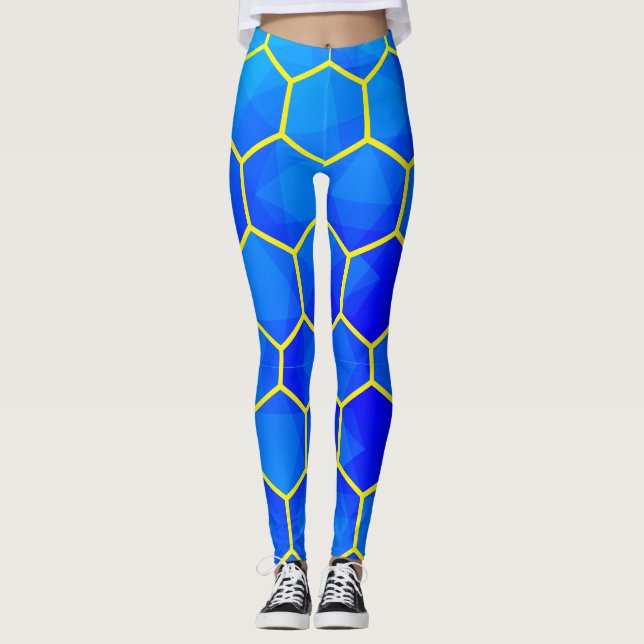 Geometric Hexagonal, sjölöst Mönster Leggings (Framsida)