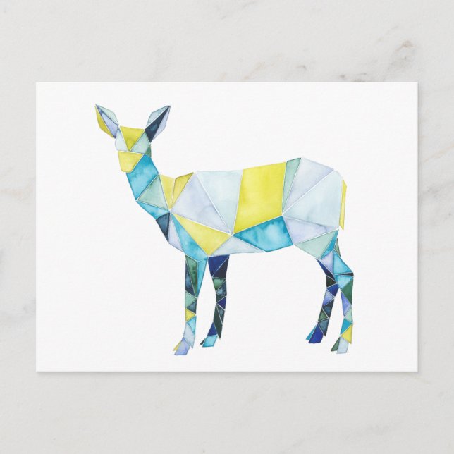 Geometric Hjort Animal Vykort (Framsida)
