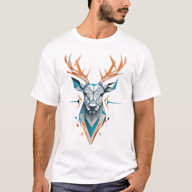 Geometric Hjort Art T-Shirt | Modern Wildlife (Framsida)