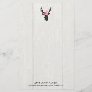 Geometric Hjort Head w/ Blommigt Krona on Fake Woo Brevpapper