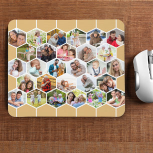 Geometric Honeycomb 28 Photo Collage Anpassningsba Musmatta