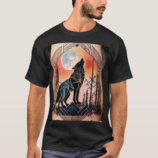 Geometric Howling Varg Tattoo with Night Ligcape T Shirt