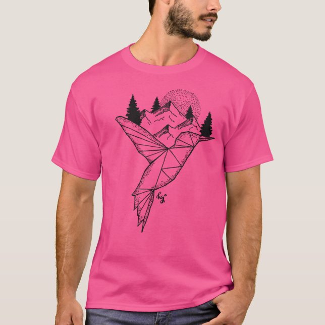 Geometric Hummingbird T Shirt (Framsida)
