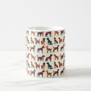 Geometric hund silhouettes design kaffemugg