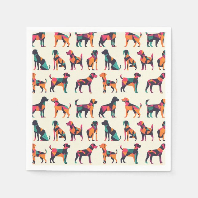 Geometric hund silhouettes design pappersservett (Framsidan)