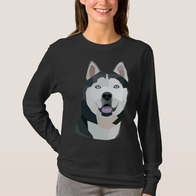 Geometric Husky Hund T Shirt (Framsida)
