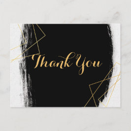Geometric i Modern Black & Guld WatercolorTack Vykort