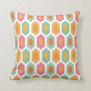 Geometric Ikat Coral Seafoam Kudde