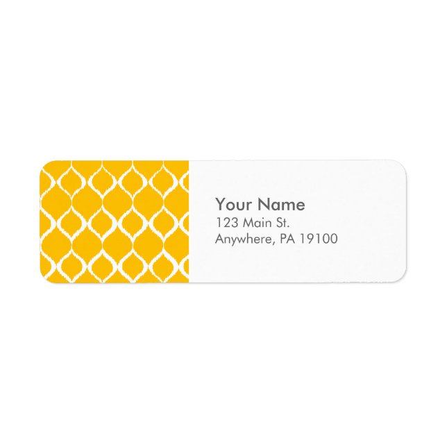 Geometric Ikat Tribal Print Mönster med gyllene Gu Returadress Etikett (Framsidan)