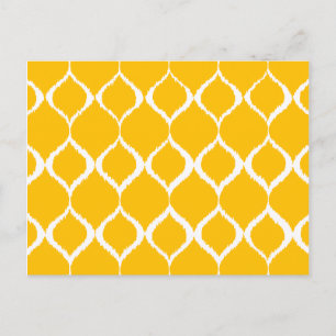 Geometric Ikat Tribal Print Mönster med gyllene Gu Vykort