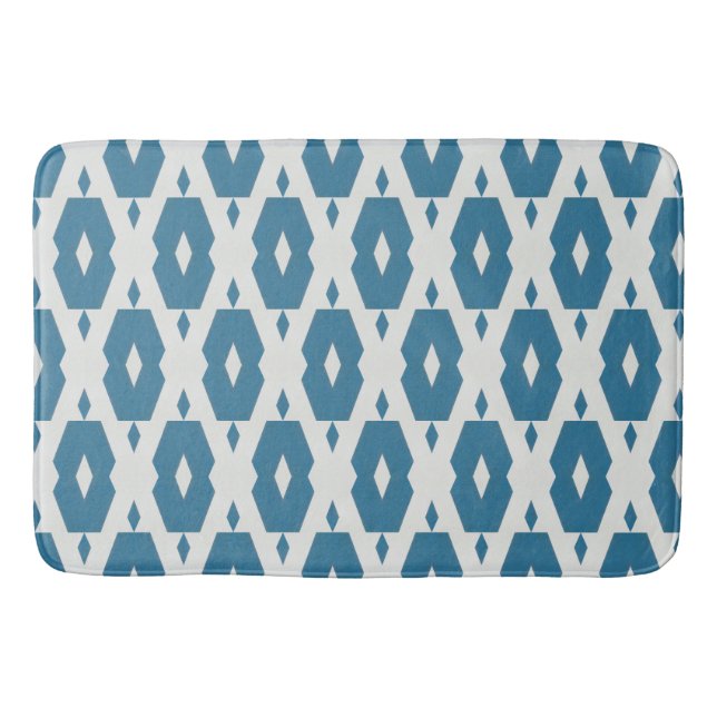 Geometric Indigo Diamond Bath Mat Large Badrumsmatta (Framsidan)
