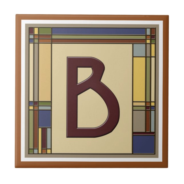 Geometric Initial B. - Underbara konst och hantver Kakelplatta (Framsidan)