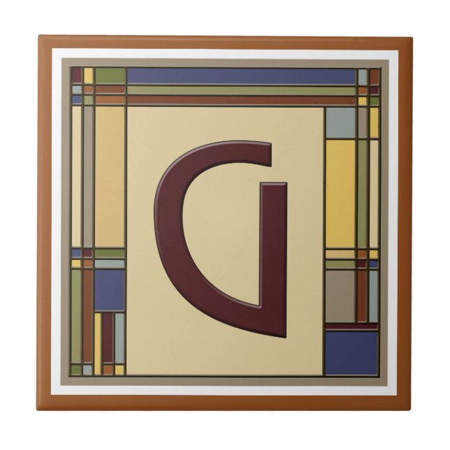 Geometric Initial G. för underbara konst och hantv Kakelplatta (Framsidan)