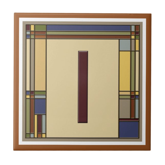 Geometric Initial I - underbara konst och hantverk Kakelplatta (Framsidan)