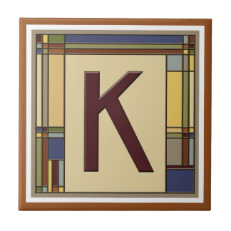 Geometric Initial K. för underbara konst och hantv Kakelplatta