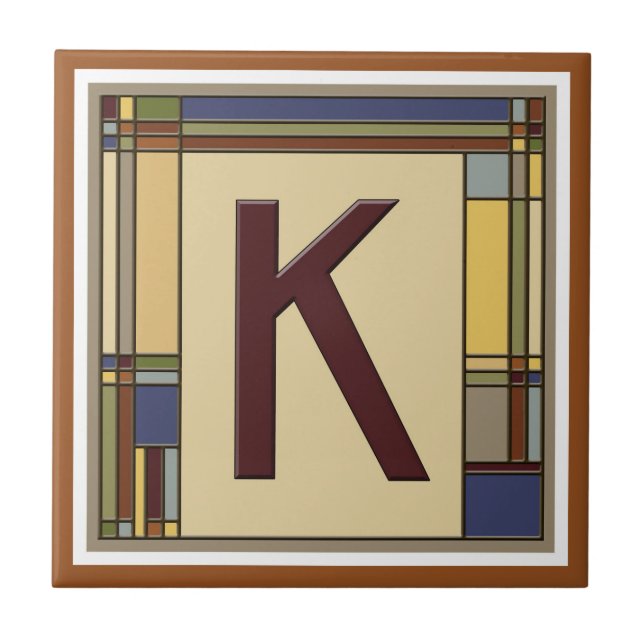 Geometric Initial K. för underbara konst och hantv Kakelplatta (Framsidan)
