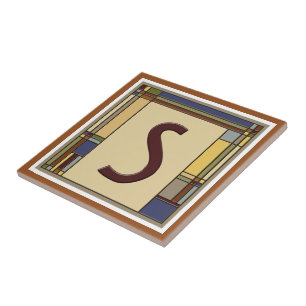Geometric Initial S. för konst och hantverk Kakelplatta