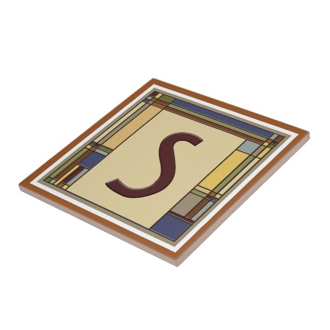 Geometric Initial S. för konst och hantverk Kakelplatta (Sidan)