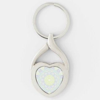 Geometric Intricate Colorful Boho Hippie Mandala Twisted Heart Silverfärgad Nyckelring