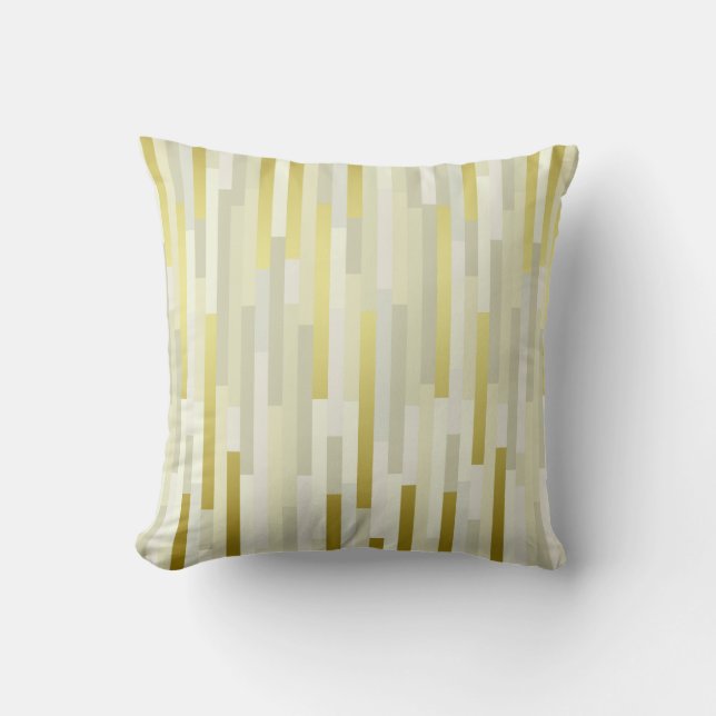 Geometric IT Linjer Rand Mustard White Grått Guld Kudde (Framsida)