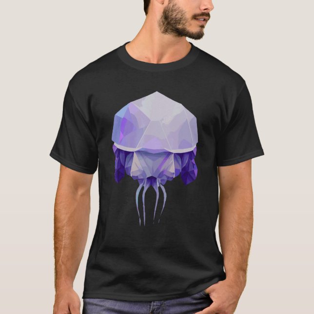 Geometric Jellyfish Polygon Low Poly Sea Animal T Shirt (Framsida)