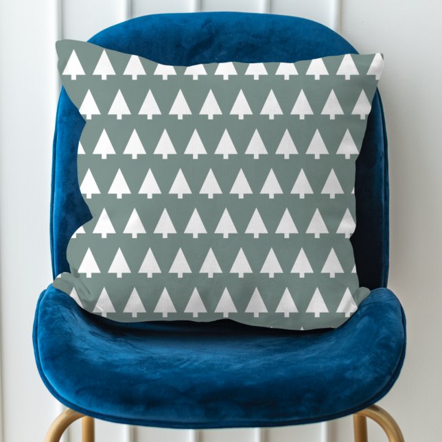Geometric Julafton Träd Mönster | Minimal Grönt fö Kudde (Skapare uppladdad)