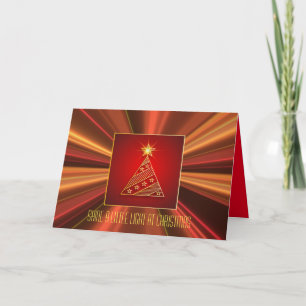 Geometric Julgran Copper Glitter Ray-mappad Helgkort