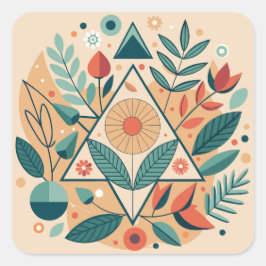 Geometric Jungle Foliage Fyrkantigt Klistermärke