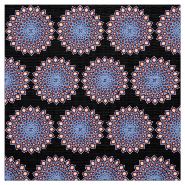 Geometric Kaleidoscope Mandala Mönster Black Red Tyg (Provkarta)