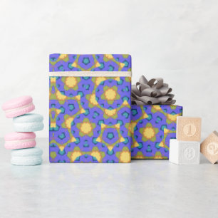 Geometric Kaleidoscopic Mandala Gult och Lila Presentpapper
