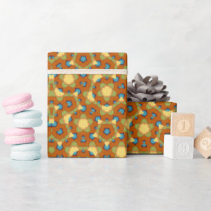 Geometric Kaleidoscopic Mandala Gult och Orange Presentpapper