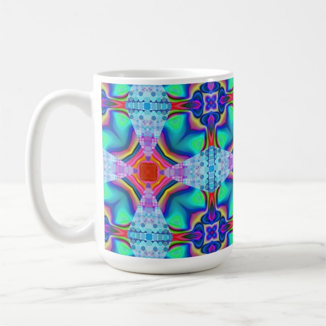 Geometric Kaleidoscopic Mandala Mönster Kaffemugg (Vänster)