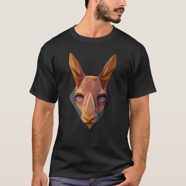Geometric Kangaroo Head Polygon Colorful Low Poly T Shirt (Framsida)