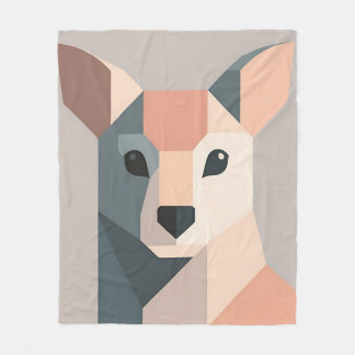 Geometric Kangaroo Portrait Minimalist  Fleecefilt