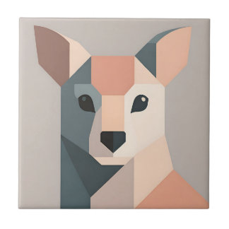 Geometric Kangaroo Portrait Minimalist  Kakelplatta