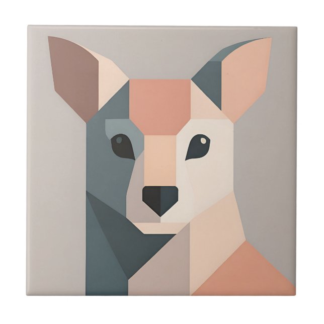 Geometric Kangaroo Portrait Minimalist  Kakelplatta (Framsidan)