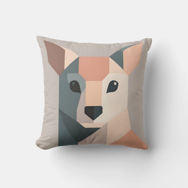 Geometric Kangaroo Portrait Minimalist  Kudde (Framsida)