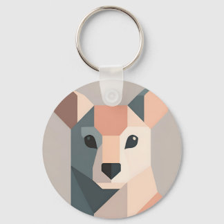 Geometric Kangaroo Portrait Minimalist  Nyckelring