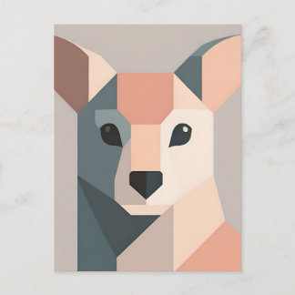 Geometric Kangaroo Portrait Minimalist  Vykort