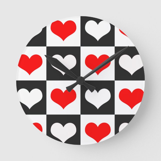 Geometric Kärlek Heart Mönster Design Rund Klocka (Framsida)