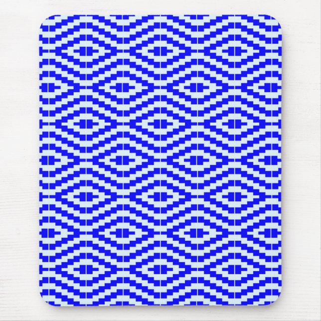 Geometric Kente Bright Blue, White, Musmatta (Framsidan)